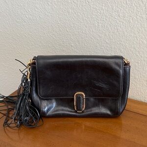 Marc Jacobs Black Leather Crossbody with Gold Hardware